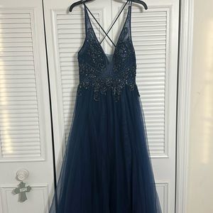 Navy blue prom/ formal dress with beading